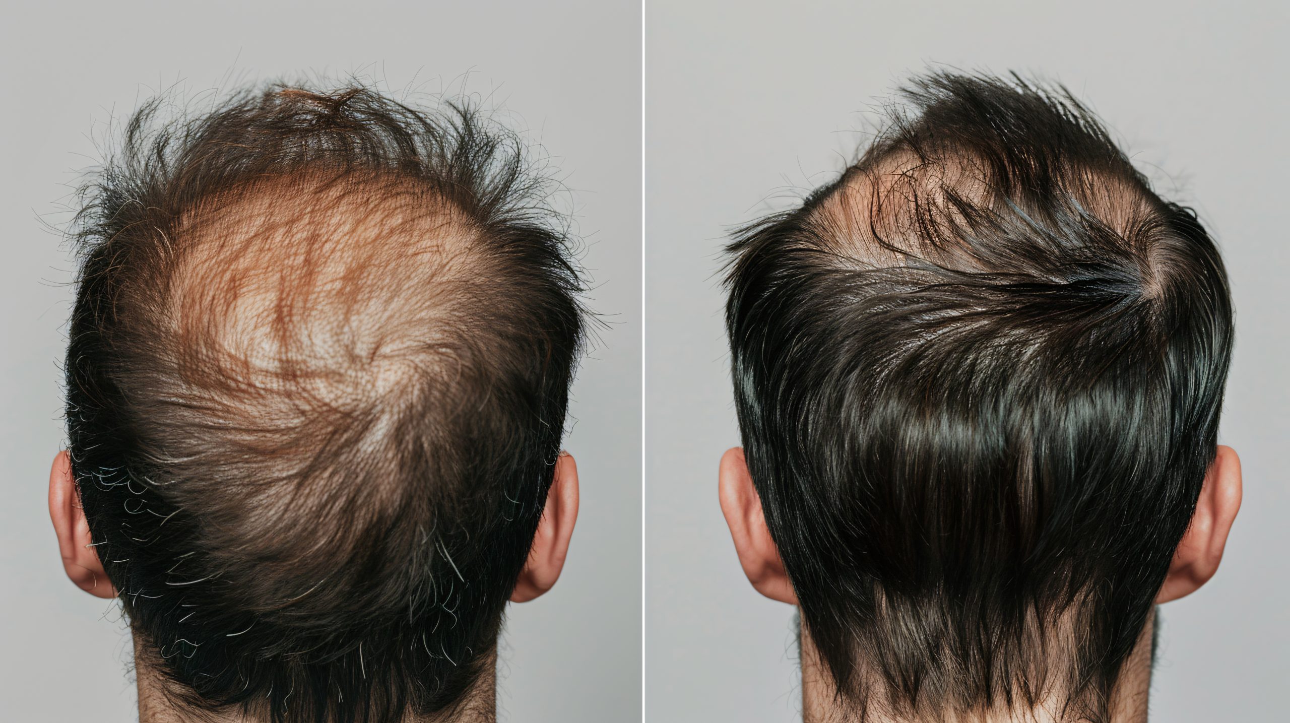 Man showing progress during his hair restoration journey